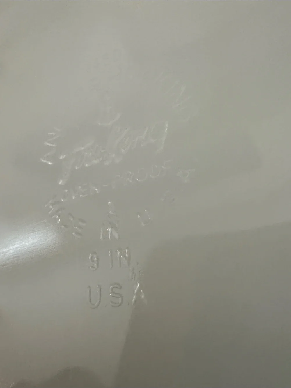 Fire King Anchor Hocking 1460 9” Milk Glass Pie Plate with Handles